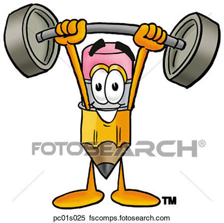 450x447 Clipart Of Pencil Lifting Weights High Pc01s025