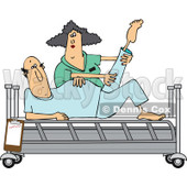 170x170 Clipart Of A Caucasian Male Nurse Helping A Guy Patient Stretch