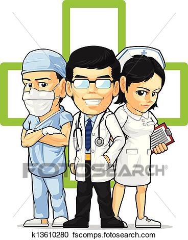 368x470 Clipart Of Doctor, Nurse, Amp Surgeon K13610280