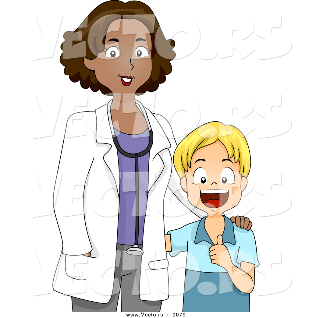 1024x1044 Vector Of A Black Pediatrician Doctor Standing Beside A Healthy