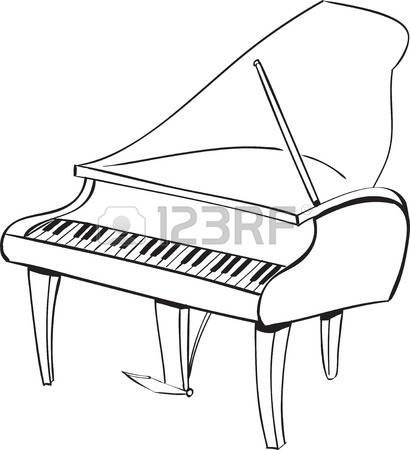 410x450 Piano Black And White Drawing Vector Illustration Of Piano Cover