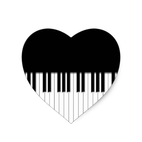 540x540 Piano Keys Black Amp White Heart Sticker
