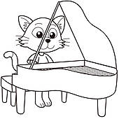 170x170 Clip Art Of Cartoon Cat Playing A Piano K13243317