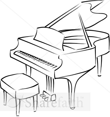 365x388 Baby Grand Piano Line Art Church Music Clipart