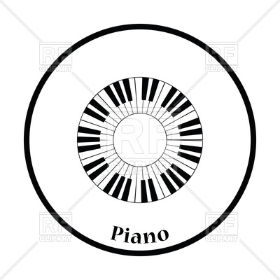 400x400 Thin Circle Design Of Piano Circle Keyboard Icon Royalty Free
