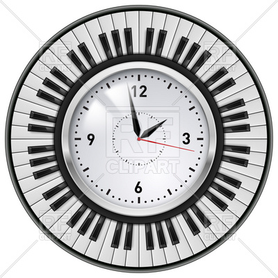 400x400 Piano Keys Around The Office Wall Clock Royalty Free Vector Clip