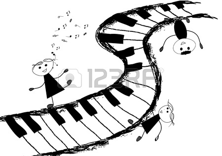 450x318 Children Dancing And Singing On Piano Keyboard Royalty Free