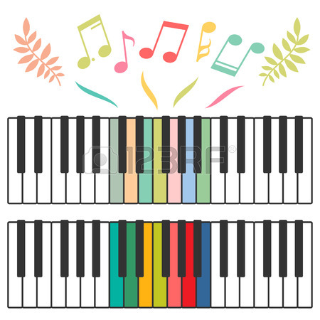 450x450 Black And White Piano Keys And Music Notes Vector Illustration