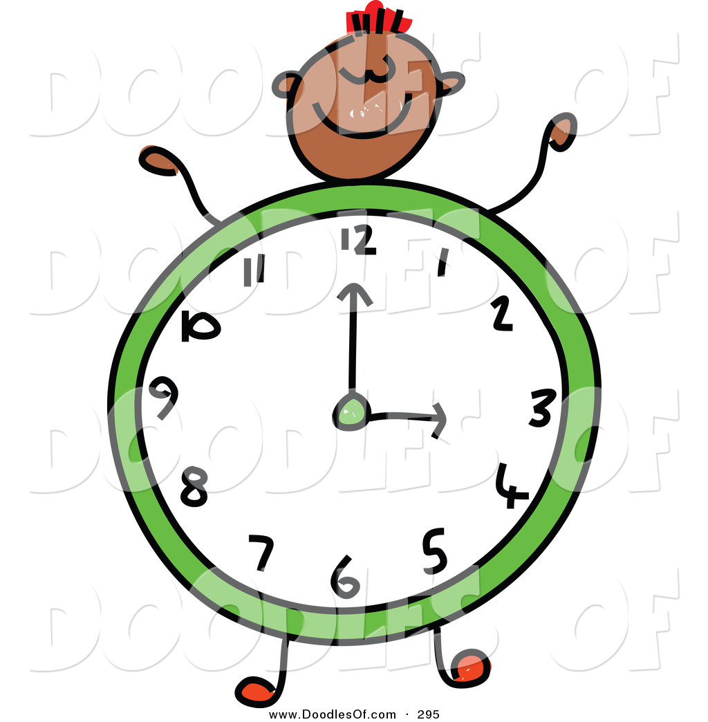 1024x1044 Vector Clipart Of A Childs Sketch Of A Smiling Boy With A Clock