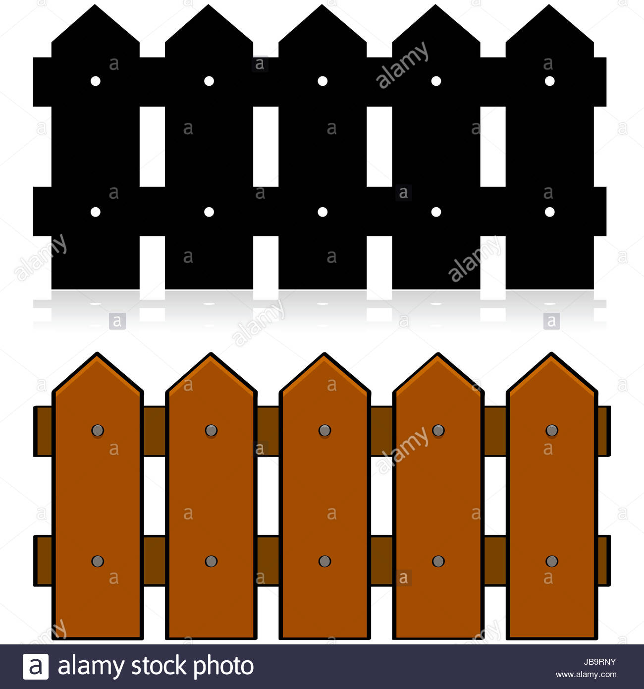1300x1390 Cartoon Illustration Of A Picket Fence, In Color In Black