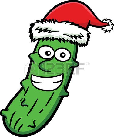 376x450 Christmas Pickle With Santa Claus' Hat Cartoon Royalty Free