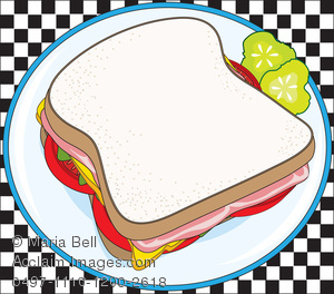 300x264 Deli Sandwich On A Plate With Pickles On The Side In A Clip Art