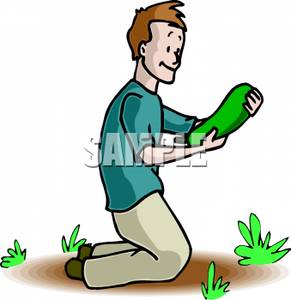 291x300 Picture A Man Picking A Cucumber From His Garden