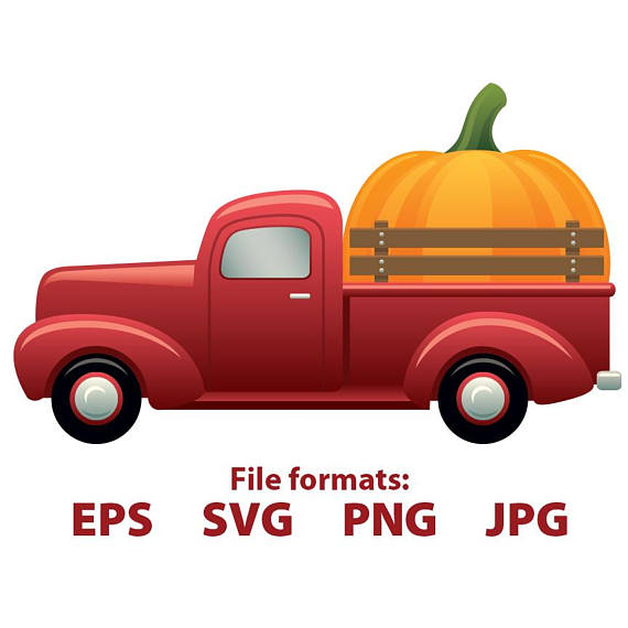 570x570 Pumpkin Truck Clipart Digital Vector Svg Png Jpg Vector