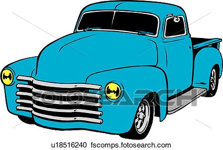 450x304 Clipart Of Illustration, Lineart, Classic, 1949, Chevy, Pickup