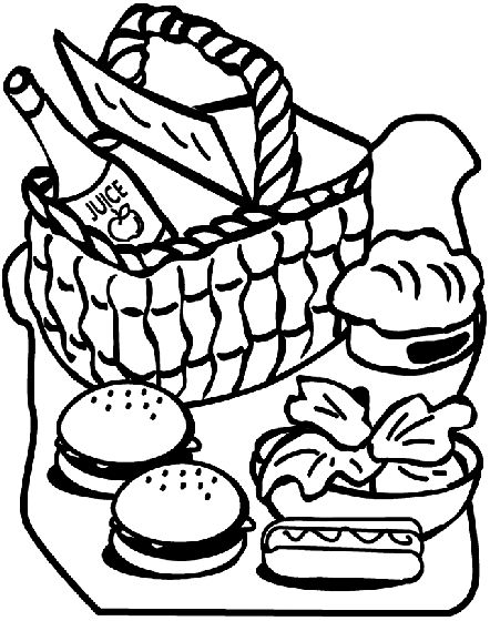 Picnic Basket Clipart Black And White