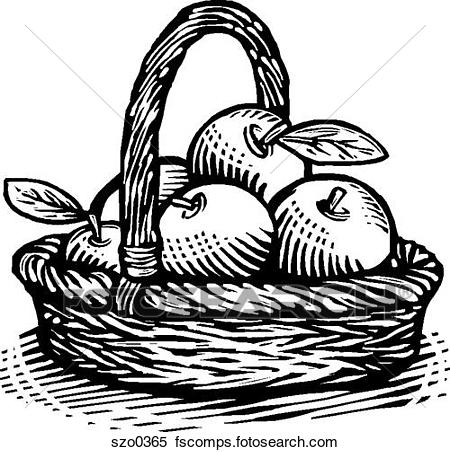 450x452 Stock Illustration Of Basket Of Apples Bw Szo0365