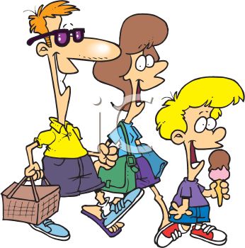 346x350 Cartoon Of A Family Going On A Picnic
