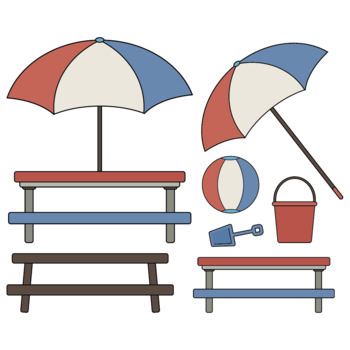 350x350 American Summer 4th Of July Beach Picnic Graphics By Clipartwhimsy