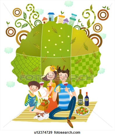 395x470 Picnic Clipart Family Drawing