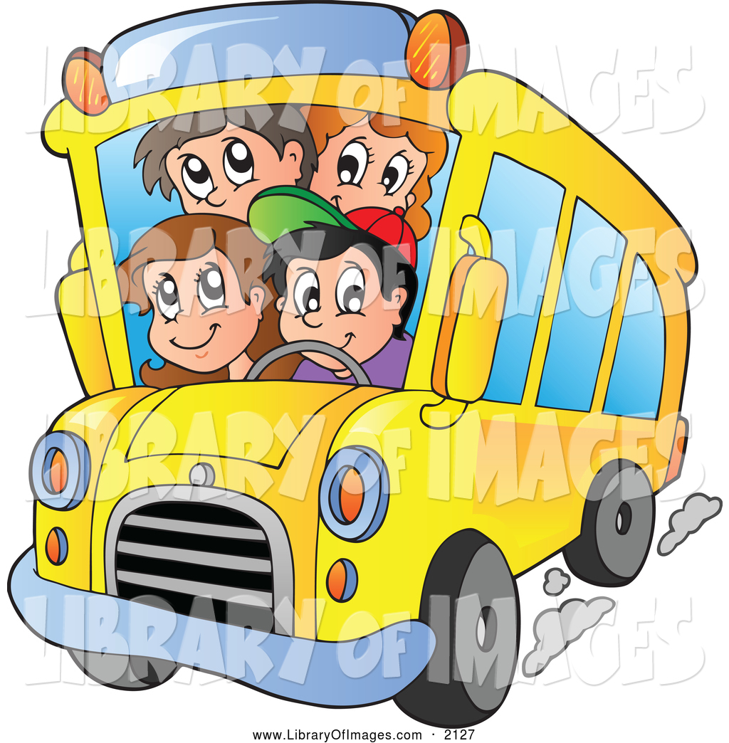 1024x1044 Clip Art Of A Happy School Kids On A Bus By Visekart