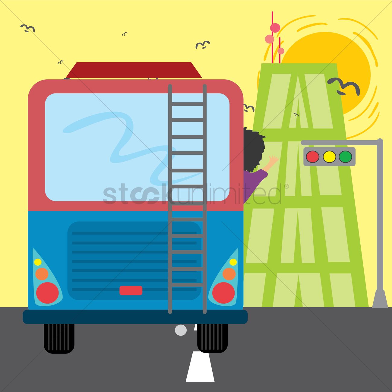 1300x1300 Backside View Of Bus Vector Image