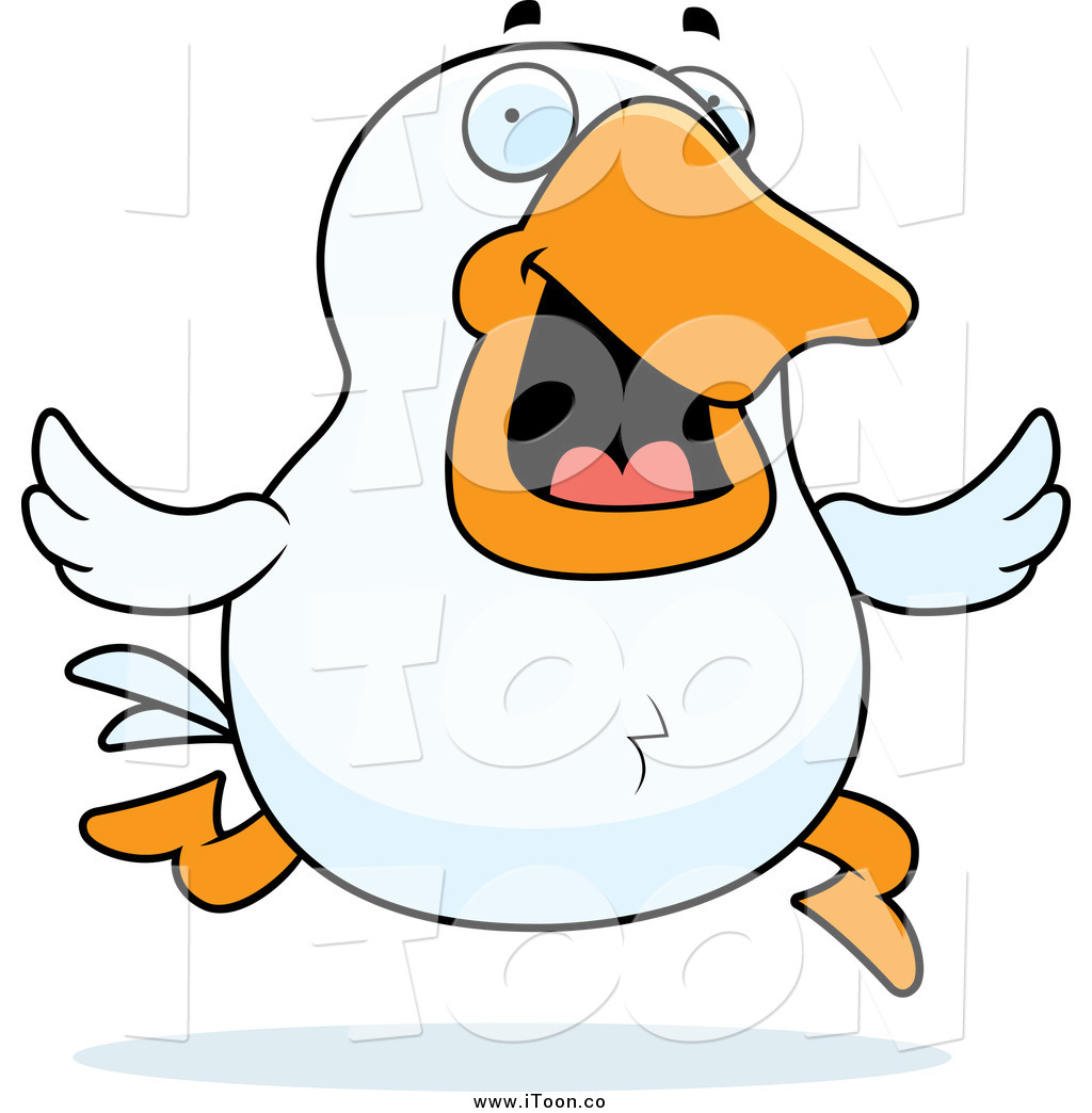 1024x1044 Royalty Free Cartoon Of A White Happy Duck Running By Cory Thoman