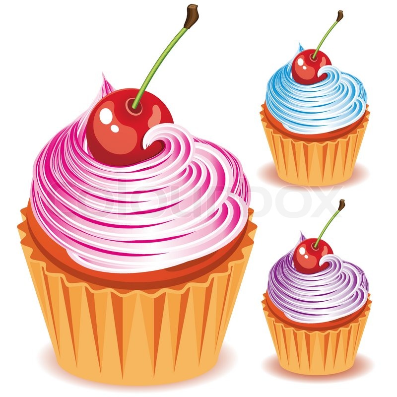 800x800 Cupcake With Cherry Stock Vector Colourbox