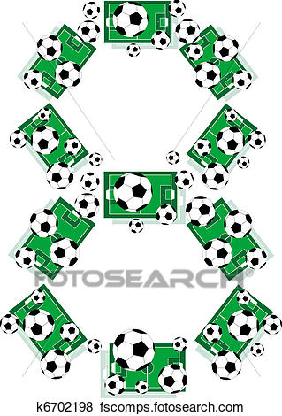 319x470 Clip Art Of Number 8 Eight From Soccer Balls And Football Fields