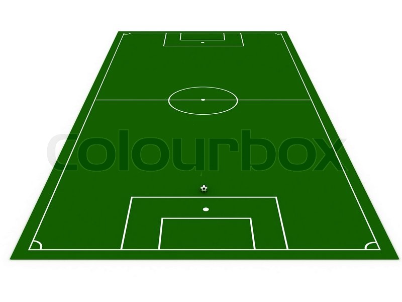 800x600 Football Field With Soccer Ball On White Background Stock Photo