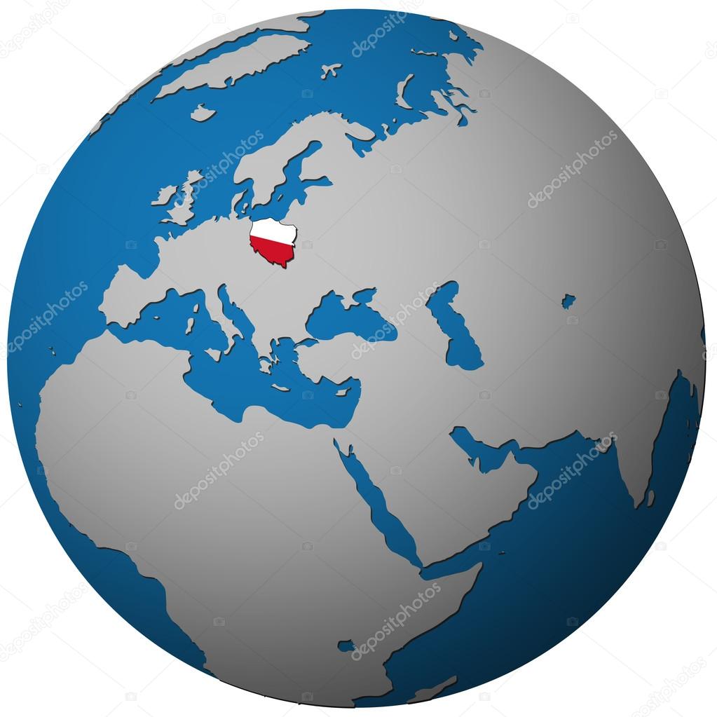 1023x1023 Poland Flag On Globe Map Stock Photo Michal812