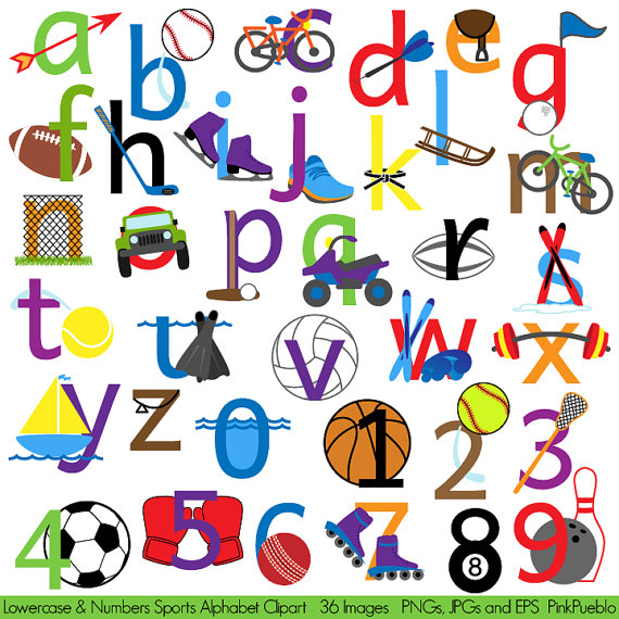 570x570 Sports Alphabet Clipart Clip Art, Sports Letters Font, Lowercase
