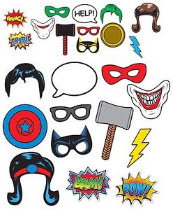 248x300 12 Piece Set Super Hero Comic Book Party Picture Booth Photo Fun