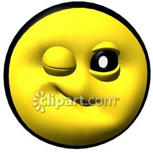 300x300 Winking Yellow Smiley Face Royalty Free Clipart Picture