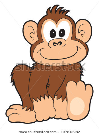 348x470 A Happy Cartoon Monkey Smiling On White. Stock Photo 137812982