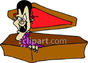 300x215 Vampire Sitting In A Coffin Royalty Free Clipart Picture