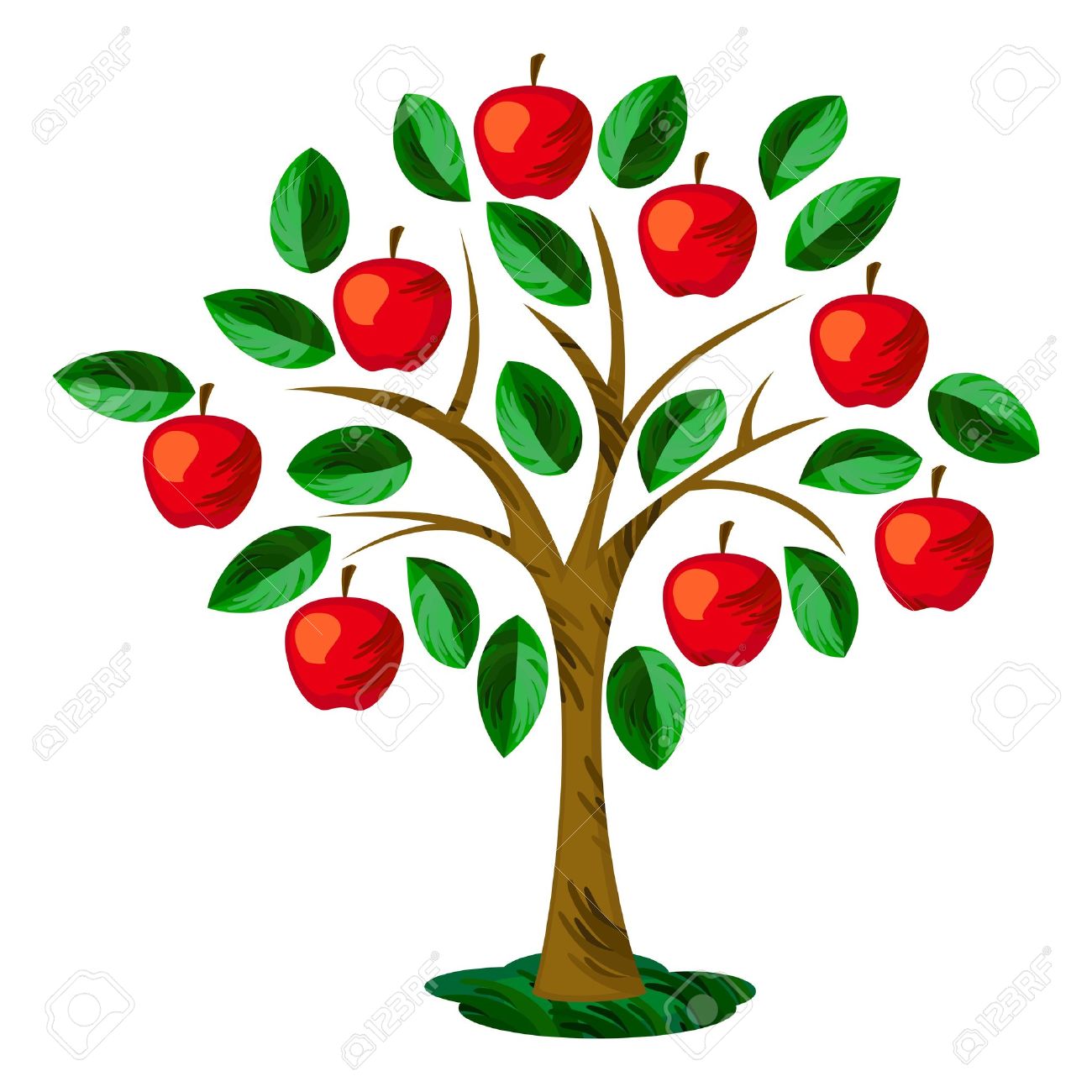 1300x1300 Isolated Apple Tree With Leaves And Fruits Royalty Free Cliparts