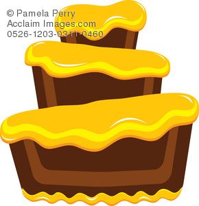 290x300 Clip Art Illustration Of A Chocolate Bakery Cake With Yellow Frosting