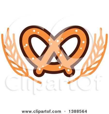 450x470 Clipart Of A Bakery Design With Wheat And A Soft Pretzel