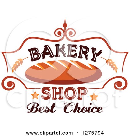 450x470 Clipart Of A Bakery Shop Design With Bread Wheat And Stars 3
