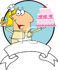 249x300 Colorful Cartoon Of A Bakery Chef Showing Off A Birthday Cake