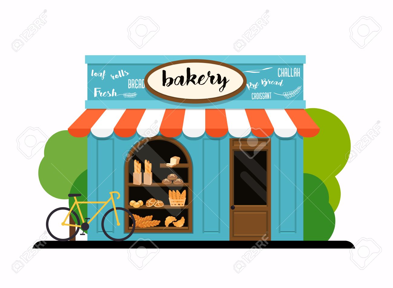 1300x955 The Facade Of A Bakery Shop. Flat Design Modern Vector