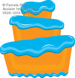 290x300 Art Illustration Of A Bakery Cake With Fluffy Blue Frosting