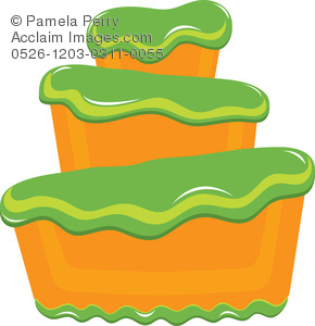 290x300 Art Illustration Of A Bakery Cake With Fluffy Green Frosting