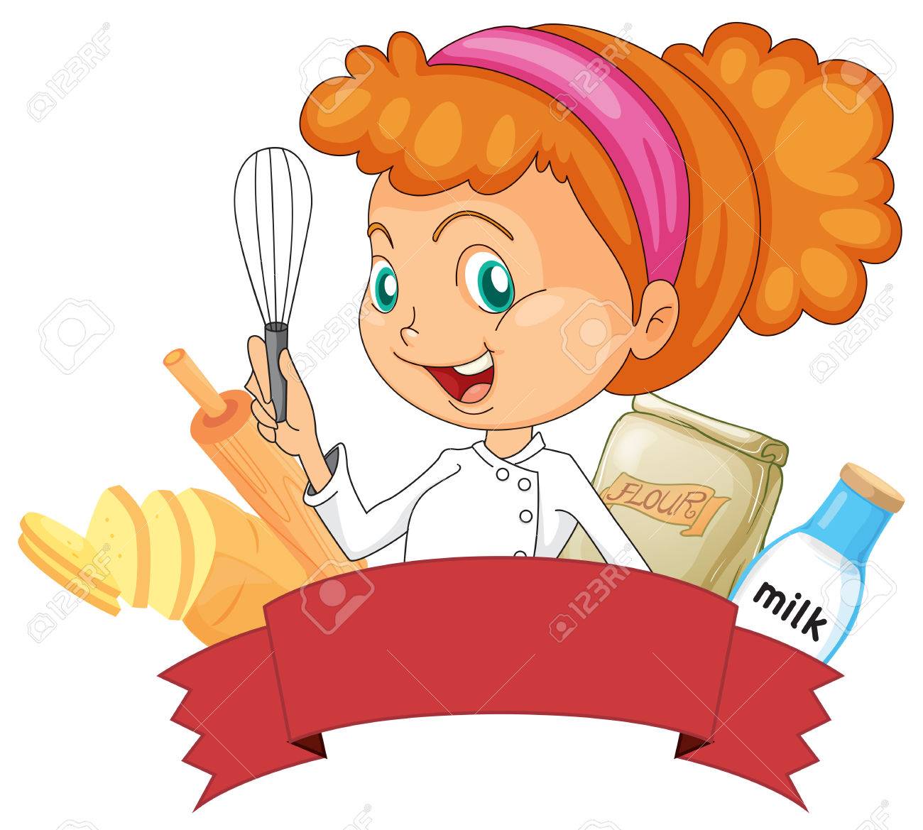 1300x1169 Badge Of Bakery With A Female Baker Holding A Whisk Royalty Free