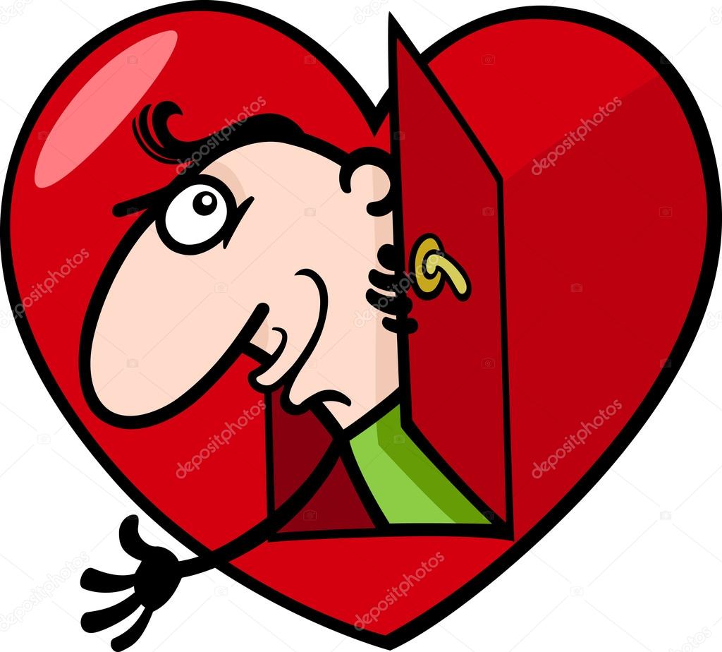 1024x924 Man In Big Valentine Heart Cartoon Illustration Stock Vector