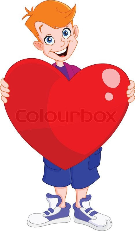 467x800 Redhead Kid Holding A Big Heart Stock Vector Colourbox
