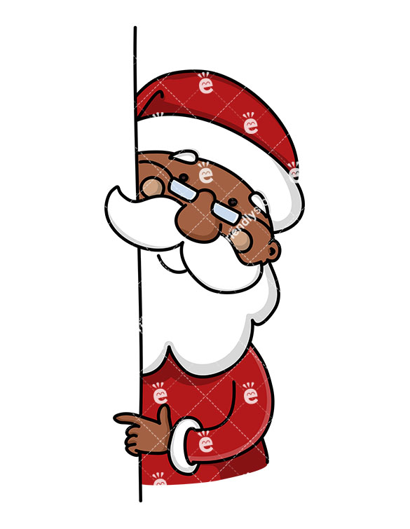 585x755 Black Santa Claus Pointing Sideways To Empty Space Royalty Free