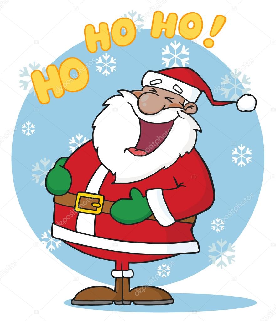881x1023 Black Santa Laughing With Ho Ho Ho Text Stock Photo Hittoon