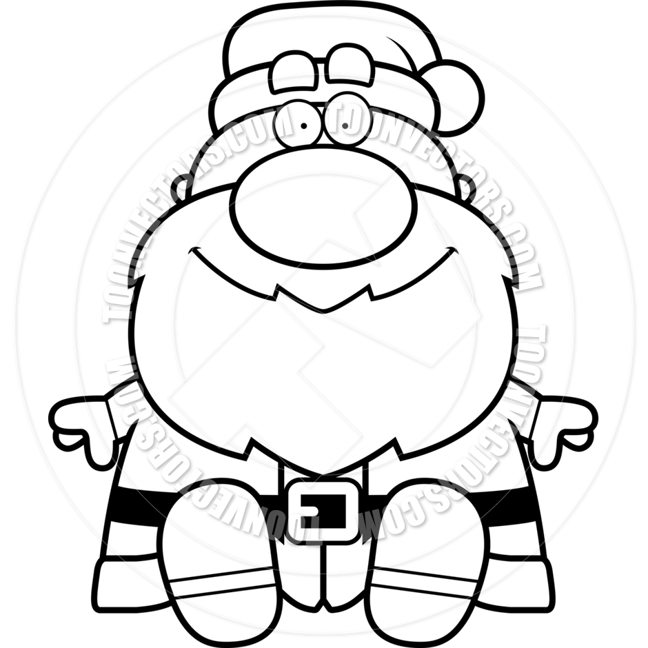 940x940 Cartoon Santa Claus Sitting (Black And White Line Art) By Cory